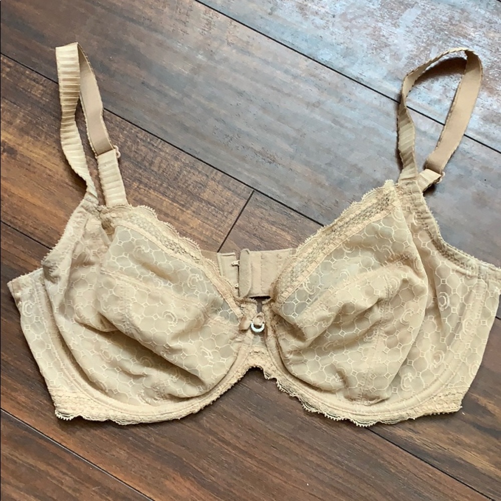 Unlined Lace Full Coverage Bra Cream Beige
